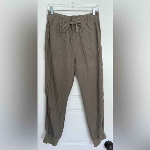 Grey/Green Jogger-Style Linen Pants - Picture 1 of 8